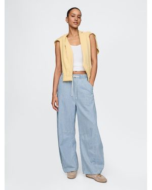 Gap Mid Rise Tie Waist Horseshoe Pinstripe Jeans - Blue