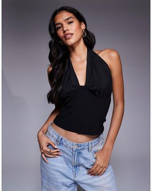 ASOS Corset Top With Slinky Halter Detailing - Blue