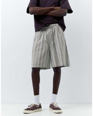 Pull&Bear Linen Blend Shorts - Grey