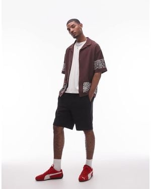 TOPMAN Jort Fit Texture Short - Red