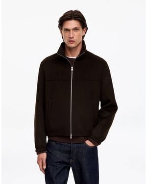 ARKET Kurze jacke aus material mit hohem wollanteil, doppellagig, mit kragen - Schwarz