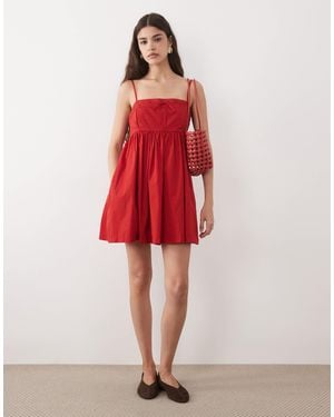 Abercrombie & Fitch – kurzes babydoll-kleid - Rot