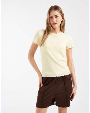 Pieces Lettuce Edge T-Shirt - White
