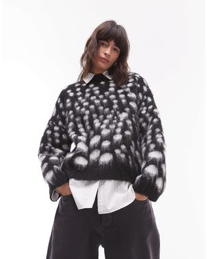 TOPSHOP – superflauschiger strickpullover - Schwarz