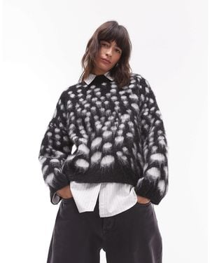 TOPSHOP Knitted Ultra Fluffy Relaxed Jumper - Black