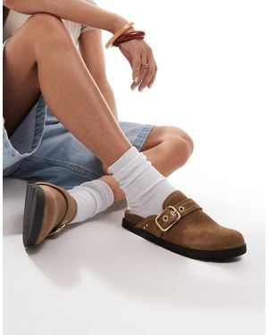Stradivarius Flat Shoe With Buckle - Blue