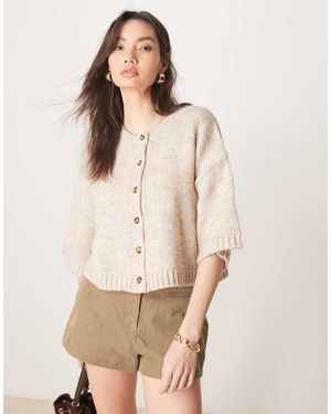 ASOS Cardigan Squadrato Avena A Maniche Corte - Neutro
