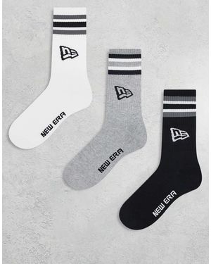 KTZ 3 Pack Retro Stripe Flag Logo Socks - Metallic