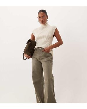 ASOS Asos Design Petite Straight Wide Leg Jeans - Natural