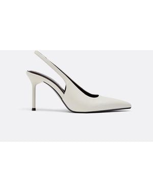 Stradivarius Leather Effect Heeled Shoes - White