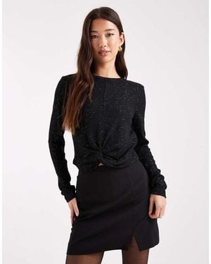 ONLY Twist Front Crop Top - Black