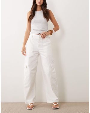 Mango Papaya 100% Cotton Utility Jeans - White