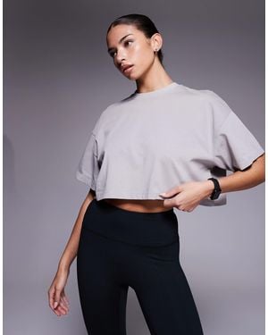 4505 Icon Heavyweight Cotton Cropped T-shirt With Quick Dry Finish - Gray