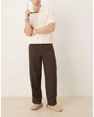 Abercrombie & Fitch Pantalones Marrones Holgados Con Raya Diplomática De - Neutro