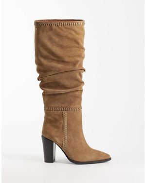Bronx New-americana - bottes souples hauteur genou en daim à talon - naturel foncé - Marron