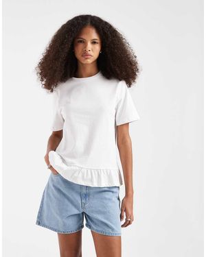 Pieces Mid Waist Denim Shorts - White