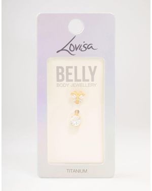 Lovisa – es bauchnabelpiercing aus titan mit zirkonia-besatz - Weiß