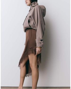 Stradivarius Satin Asymmetric Skirt - Grey