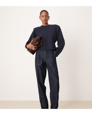 JDY Tall Sansa Stitch Detail High Waisted Barrel Jeans - Blue