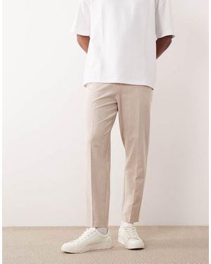 ASOS Tailored Comfort Stretch Tapered Trousers - Natural