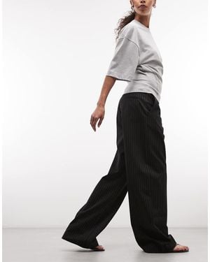 Weekday Pantaloni Sartoriali A Fondo Ampio Neri Gessati - Grigio