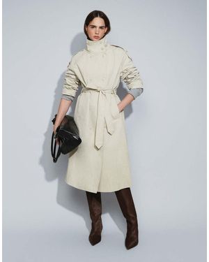 ASOS Funnel Neck Longline Trench Coat - Natural