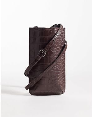 ASOS Faux Croc Leather Crossbody Pouch - Purple