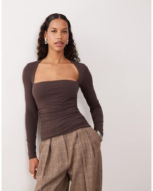 Abercrombie & Fitch Long Sleeve Seamless Ava Top - Brown