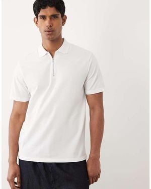 ASOS Regular Fit Polo With Zip - White