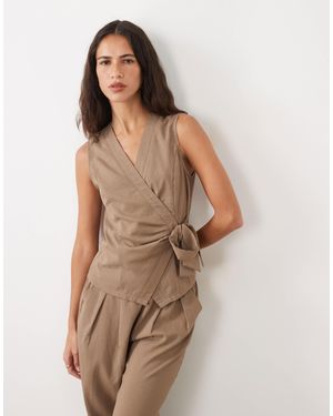 Threadbare Wrap Front Waistcoat - Brown