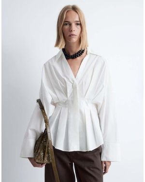 & Other Stories Shirt With Cinch Waist And Volume Sleeves - White