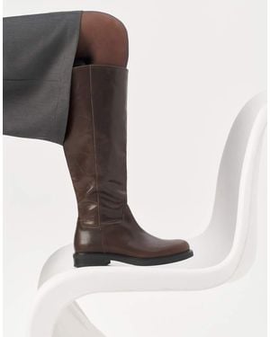 Vagabond Shoemakers Freya Leather Flat Riding Knee Boots - White