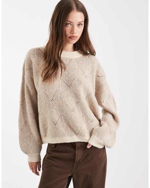 Pieces Textured Detail Knit Jumper - Natural