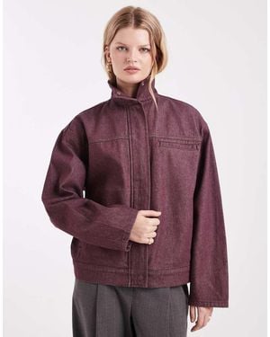 ASOS Denim Funnel Neck Jacket - Purple