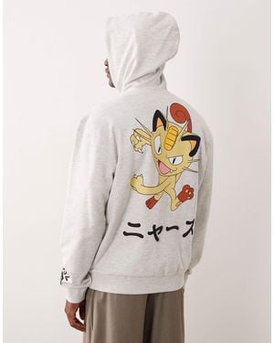 ASOS Relaxed Hoodie With Pokémon Meowth Prints - Natural