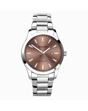 Sekonda Reloj Para Mujer Con Esfera Marrón De 37 Mm Y Correa De Acero Inoxidable Taylor De - Blanco