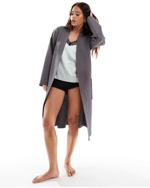 Loungeable Cotton Waffle Robe - Grey