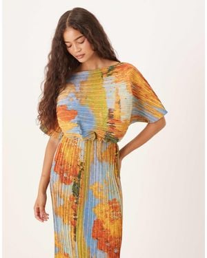 Never Fully Dressed Asymmetric Plisse Maxi Dress - Orange
