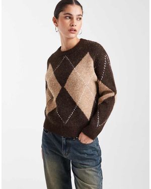 New Look Argyle Print Jumper - Blue