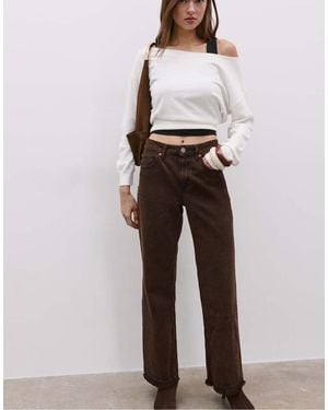 Stradivarius D92 Straight Wide-Leg Jeans - White