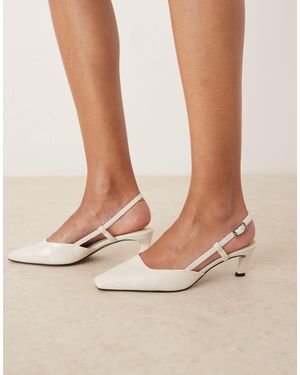 ASOS Shadow - chaussures à talon mi-haut effet croco avec bout carré et bride arrière - Neutre
