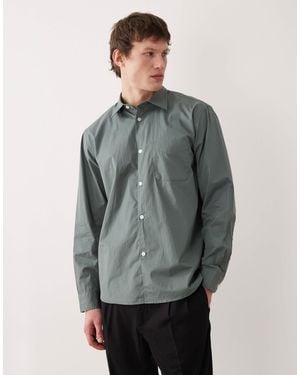 SELECTED Long Sleeve Poplin Shirt - Gray