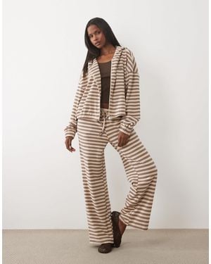 Kaiia Jersey Fleece Wide Leg Drawstring Pants - Natural