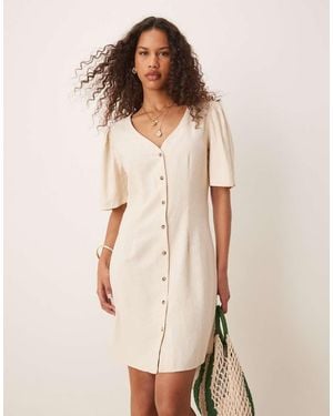 Jdy Linen Mix Mini Shirt Dress - Natural