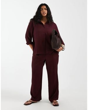 ONLY Textu Wide Leg Pants - Red
