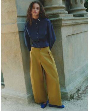 Pull&Bear Wide-leg-hose mit bundfalten - Grün