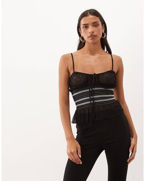 ASOS Transparentes mesh-cami-top mit smokbund - Schwarz