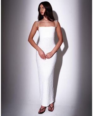 South Beach Bead Strap Detail Frill Bodycon Maxi Dress - White