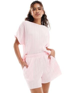 Vero Moda Plisse Short Co-ord - Pink