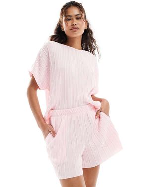 Vero Moda Pantalones Cortos Rosas Plisados De (Parte De Un Conjunto)